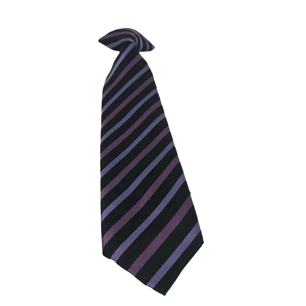 Youth Black violet stripes clip on necktie
